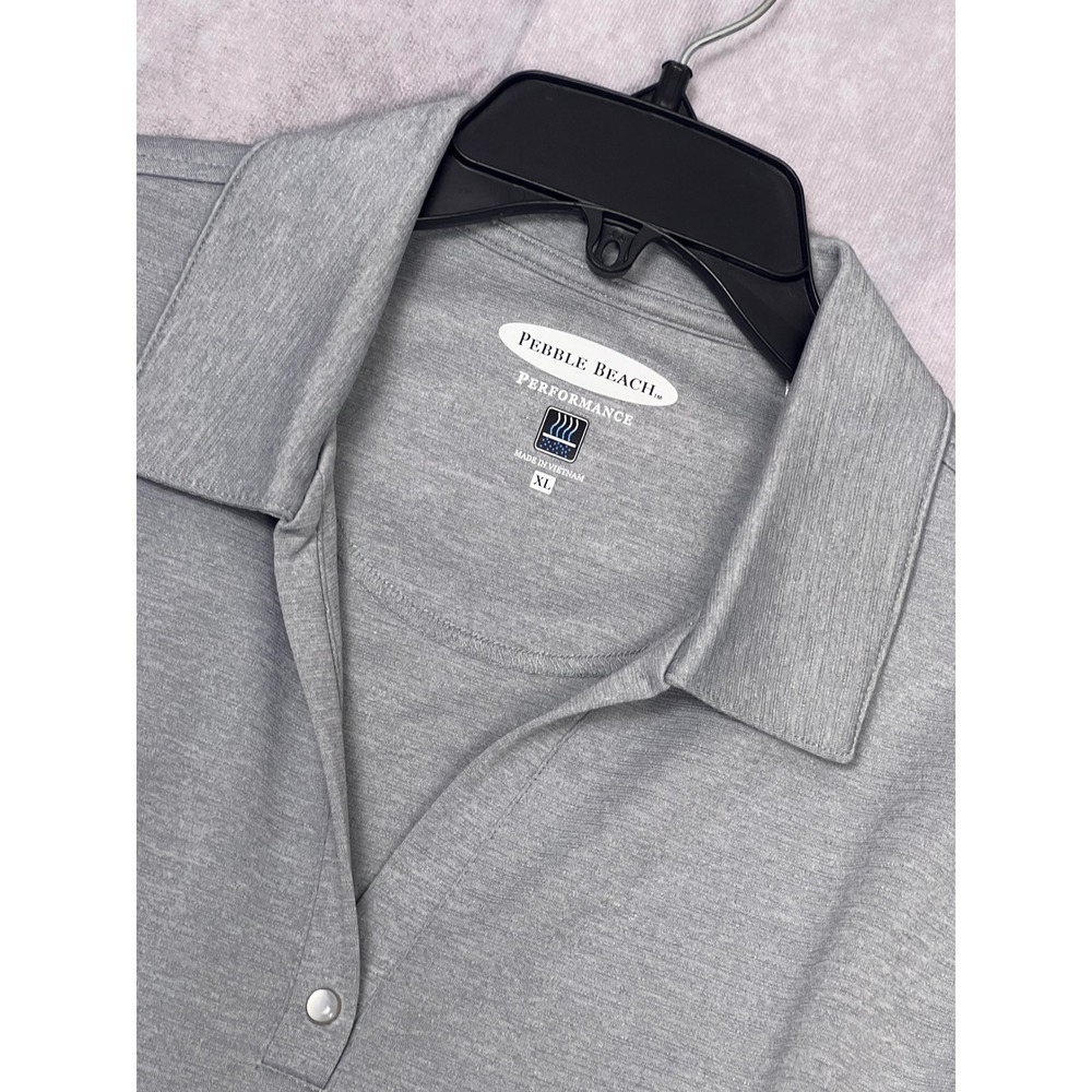 Pebble Beach Performance Polo Women XL Gray Moisture Wicking Golf Shirt
